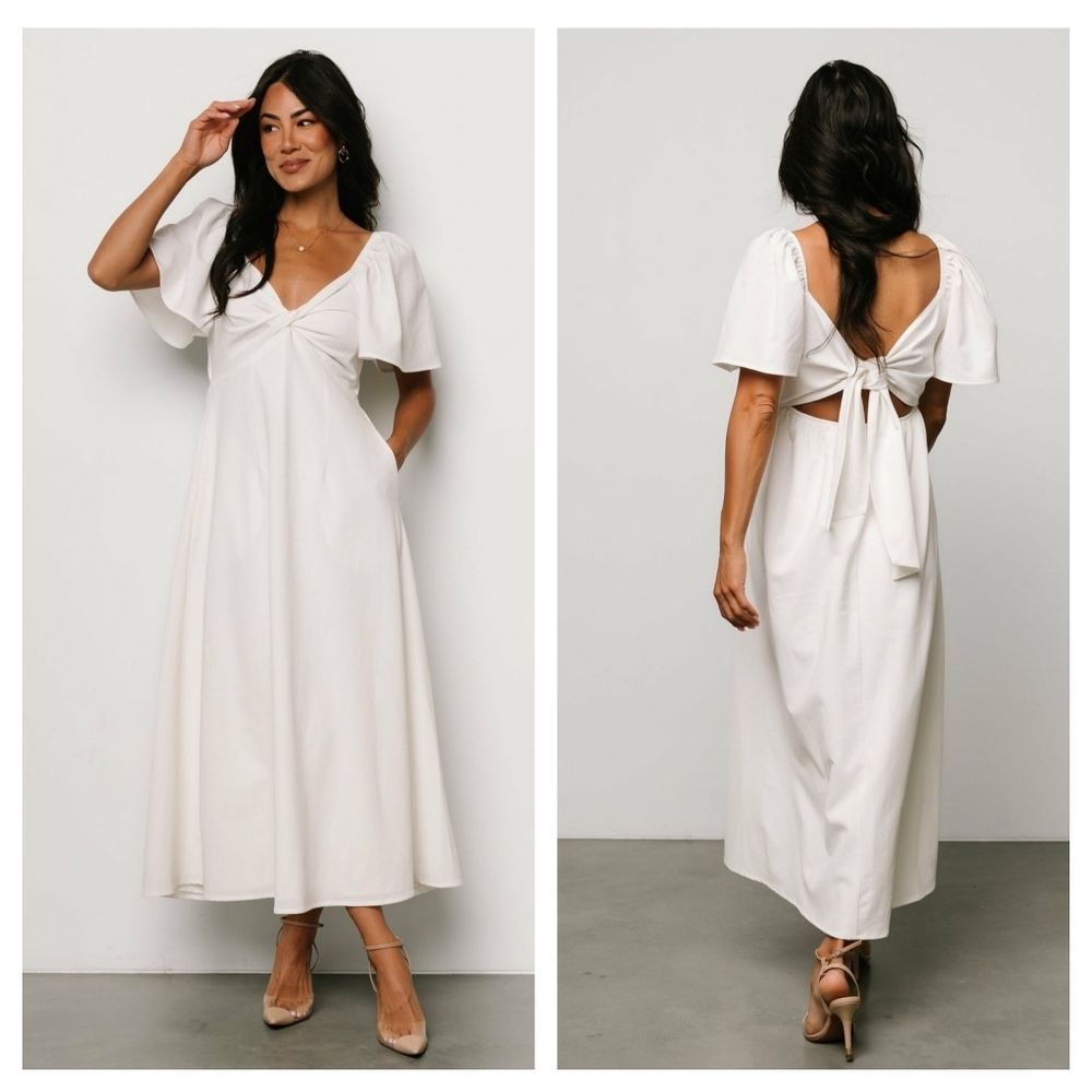 Baltic Born Indie Back Tie Dress White Midi New Without Tags